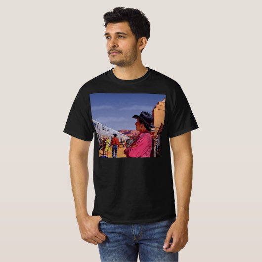 ヴィンテージ先住民アメリカン・インディアン・アット・ザ・トレイン Tシャツ (正面フル)