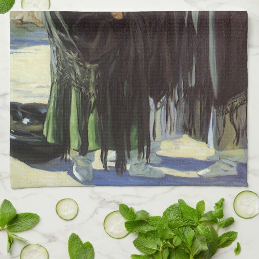 ヴィンテージ先住民アメリカン、タオスガールズバイウォルター・ウファー キッチンタオル (折り畳み)