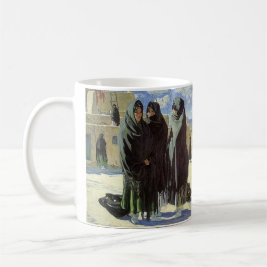 ヴィンテージ先住民アメリカン、タオスガールズバイウォルター・ウファー コーヒーマグカップ (左)