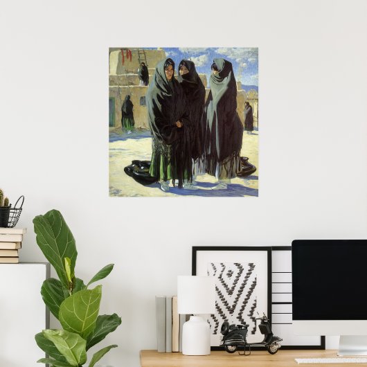 ヴィンテージ先住民アメリカン、タオスガールズバイウォルター・ウファー ポスター (ホームオフィス)