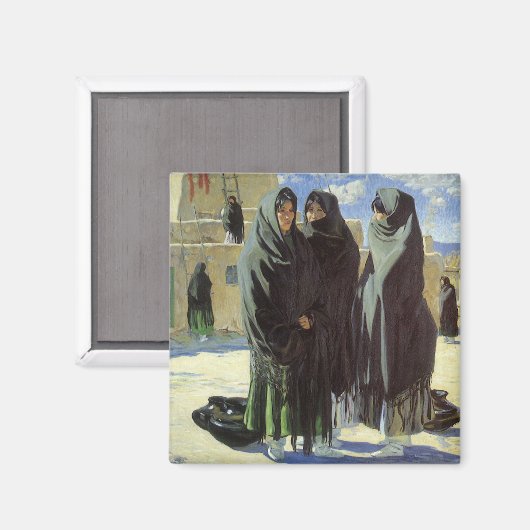 ヴィンテージ先住民アメリカン、タオスガールズバイウォルター・ウファー マグネット (正面/裏面)