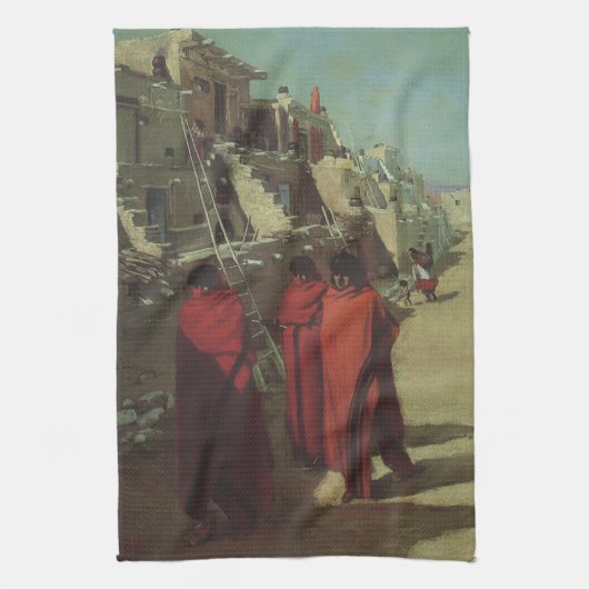 ヴィンテージ先住民アメリカン、ホピプエブロバイルイ・アキン キッチンタオル (縦)