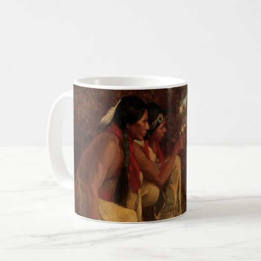 ヴィンテージ先住民アメリカン、鹿のための狩りバイクース コーヒーマグカップ (正面左)