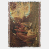 ヴィンテージ先住民アメリカン、鹿のための狩りバイクース スローブランケット (正面縦)