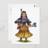 ヴィンテージ先住民アメリカ伝統的人 ポストカード (正面/裏面)