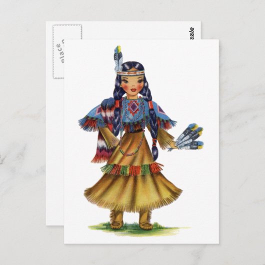 ヴィンテージ先住民アメリカ伝統的人 ポストカード (正面/裏面)