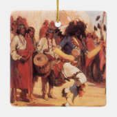 ヴィンテージ先住民カシディによるバッファローダンス セラミックオーナメント (裏面)