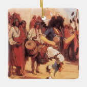 ヴィンテージ先住民カシディによるバッファローダンス セラミックオーナメント (正面)