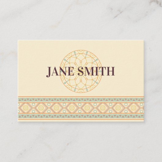 ヴィンテージ先住民ドリームキャッチャーBohoシックモノグラム 名刺 (正面)