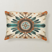 ヴィンテージ先住民羽レトロドリームキャッチャー模様 アクセントクッション (裏面)