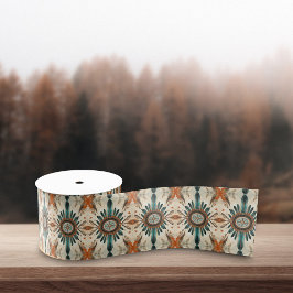 ヴィンテージ先住民羽レトロドリームキャッチャー模様 グログランリボン