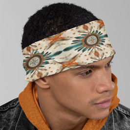 ヴィンテージ先住民羽レトロドリームキャッチャー模様 タイヘッドバンド