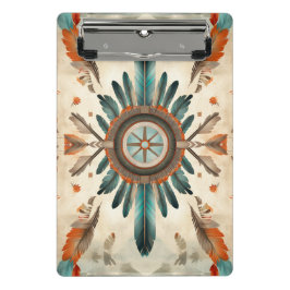 ヴィンテージ先住民羽レトロドリームキャッチャー模様 ミニクリップボード