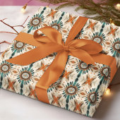 ヴィンテージ先住民羽レトロドリームキャッチャー模様 ラッピングペーパー