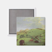 ヴィンテージ先住民、バッファロー・チェイス・バイ・カトリン マグネット (正面/裏面)