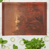 ヴィンテージ先住民、Wimarによるバッファローダンス キッチンタオル (折り畳み)