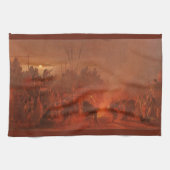 ヴィンテージ先住民、Wimarによるバッファローダンス キッチンタオル (横)