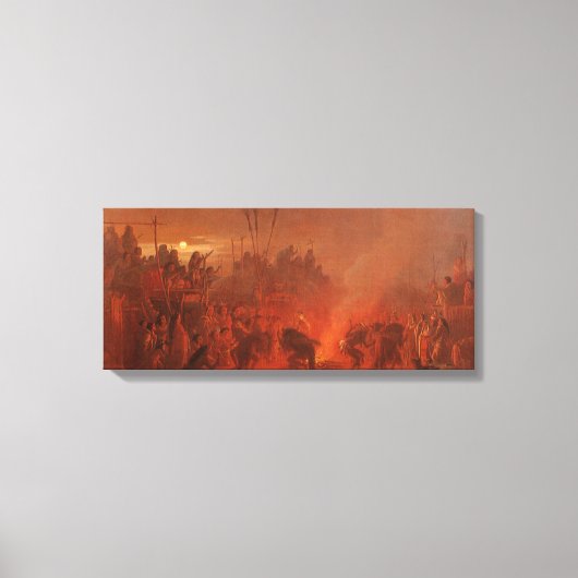 ヴィンテージ先住民、Wimarによるバッファローダンス キャンバスプリント (正面)