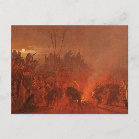 ヴィンテージ先住民、Wimarによるバッファローダンス ポストカード (正面)