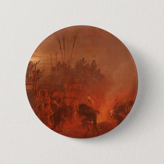 ヴィンテージ先住民、Wimarによるバッファローダンス 缶バッジ (正面)