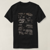 ヴィンテージ先史時代の動物の骨格と化石 Tシャツ (デザイン正面)