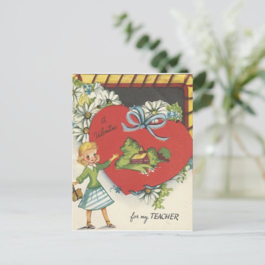 ヴィンテージ先生ウィズスクールハウスバレンタイン シーズンポストカード (スタンド正面)