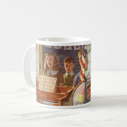 ヴィンテージ先生教えの生徒が歌う コーヒーマグカップ (正面左)