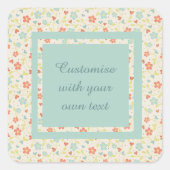 ヴィンテージ光春かわいらしフローラカスタム文字 スクエアシール (正面)
