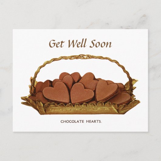 ヴィンテージ入りのチョコレートハートがもうすぐ元気になる ポストカード (正面)