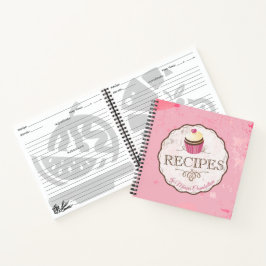 ヴィンテージ入りカップケーキの個人料理レシピ帳 ノートブック