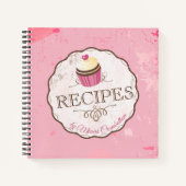 ヴィンテージ入りカップケーキの個人料理レシピ帳 ノートブック (正面)