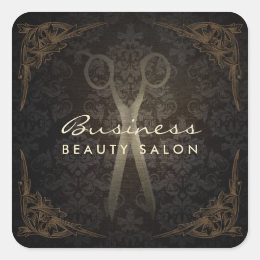 ヴィンテージ入りダマスコヘアサロンシザー スクエアシール (正面)