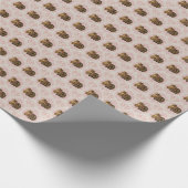 ヴィンテージ入りピンクフィリグリー付き猫 ラッピングペーパー (角)