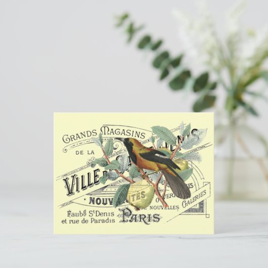 ヴィンテージ入りフルーツツリーエフェメラコラージュ ポストカード (スタンド正面)