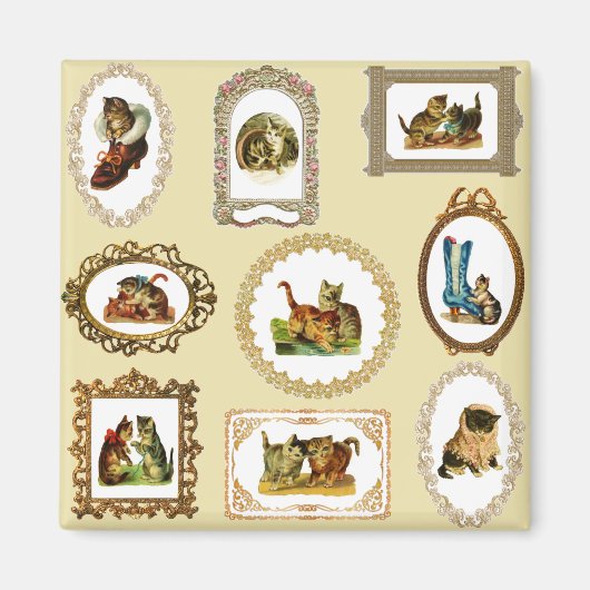 ヴィンテージ入り猫 マグネット (正面)