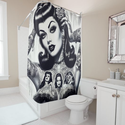 ヴィンテージ入れゴシックガール シャワーカーテン (インサイチュ)