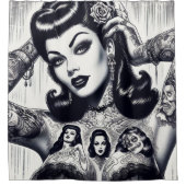 ヴィンテージ入れゴシックガール シャワーカーテン (正面)