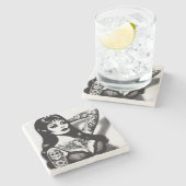 ヴィンテージ入れゴシックガール ストーンコースター (横)