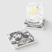 ヴィンテージ入れゴシックガール ストーンコースター (横)