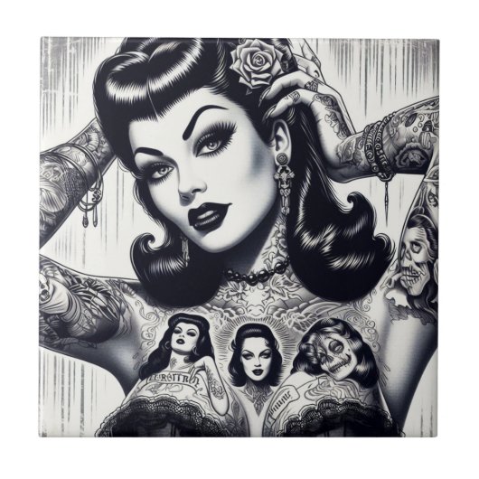 ヴィンテージ入れゴシックガール タイル (正面)