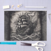 ヴィンテージ入れスタイル船の切り離し | ブラックホワイト 薄葉紙 (クラフト)