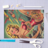 ヴィンテージ入れ墨のピンを上へ 薄葉紙 (クラフト)