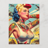 ヴィンテージ入れ墨のピンアップ ポストカード (正面)