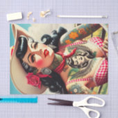 ヴィンテージ入れ墨をした国ピンナップ 薄葉紙 (クラフト)