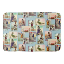 ヴィンテージ入浴美しいオン青 バスマット