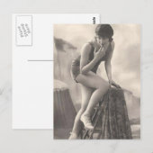 ヴィンテージ入浴美しいフラッパーガールポートレート ポストカード (正面/裏面)