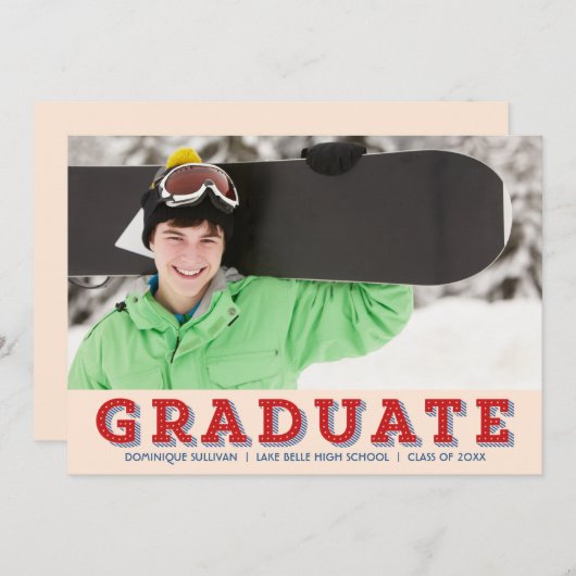 ヴィンテージ全員アメリカ写真卒業パーティー 招待状 (正面/裏面)