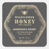ヴィンテージ六角金ゴールドハチミツ スクエアシール (正面)