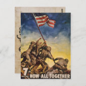 ヴィンテージ兵士が旗を掲げる戦争はがき ポストカード (正面/裏面)