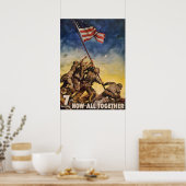 ヴィンテージ兵士が旗を掲げる戦争ポスター ポスター (キッチン)